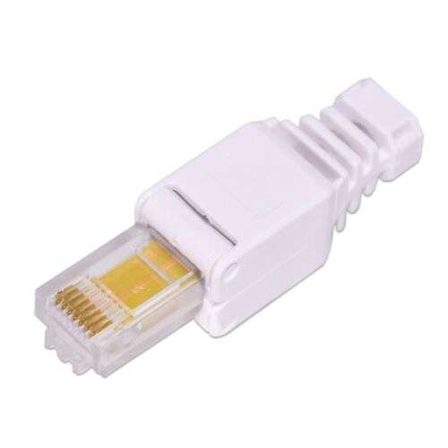 Tool-Less Cat6 RJ45 Connectors for Easy & Secure Network Connections - White