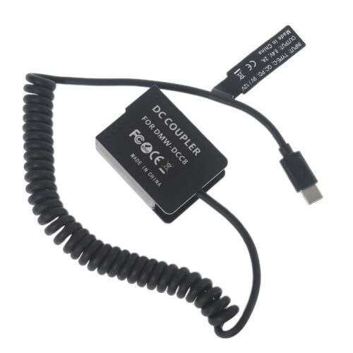 Portable Type-C to DMW DCC8 Battery Power Adapter for Panasonic G7 G80 G81 G85 Cameras