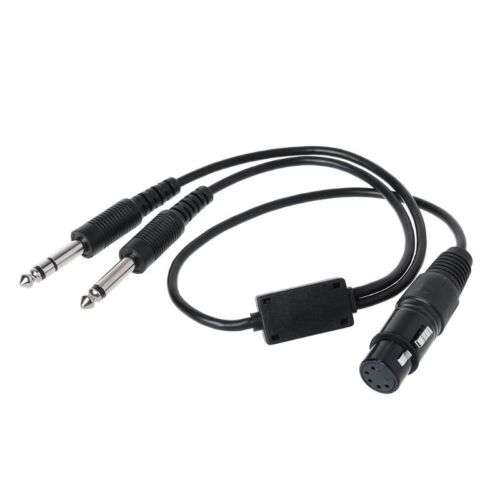 Black Aviation Headset with Dual Plug Adapter for Clear Bus Communication