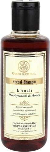 Khadi Natural Woody Sandal & Honey Hair Shampoo - Nourishing, SLS & Paraben Free, for Soft & Healthy Hair, 210 ml