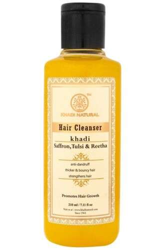 Khadi Natural Saffron, Tulsi & Reetha Hair Cleanser for Gentle, Nourishing Hair Wash (210 ml)