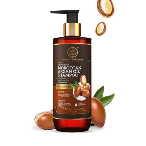Khadi Natural Moroccan Argan Shampoo for Nourishing and Strengthening Hair, SLS & Paraben Free, 310ml