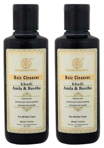 Khadi Natural Herbal Amla & Reetha Shampoo for Hair Cleansing and Strengthening, 210ml (Pack of 2)