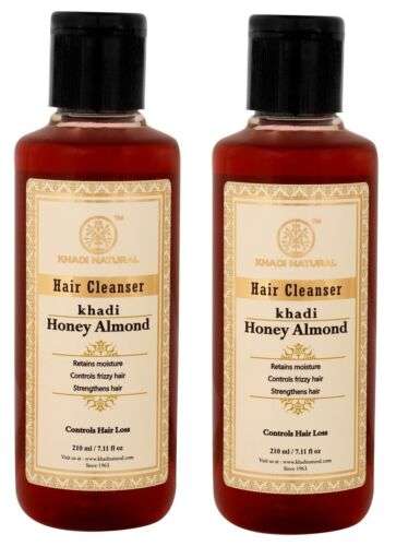 Khadi Natural Honey & Almond Hair Cleanser (Shampoo) - Gentle Nourishment for Healthy Hair, 210ml (Pack of 2)