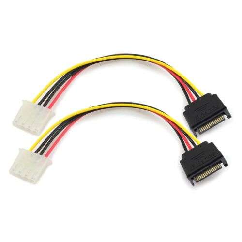 2Pcs HDD Power Extension Adapter for IDE Molex to 15Pin Male