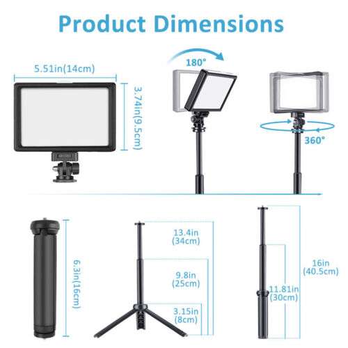 Professional 6-Piece Color Filter Video Conference Lighting Kit with USB Power and Tripod for Phone and Webcams