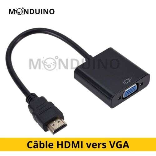 HDMI to VGA Cable Converter for 1080p Displays - 9 13/16in, Easy Setup