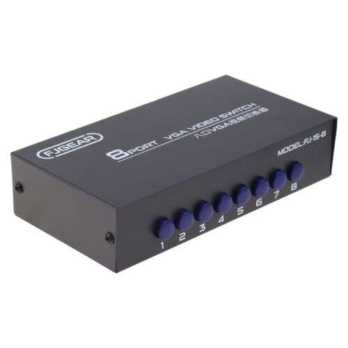 8 Port VGA Video Switcher Box for PC, 1920x1440, 250MHz, 8 Inputs, 1 Output