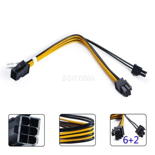 6Pin to 8Pin (6+2) GPU Cable Adapter for Video Card Power Connection