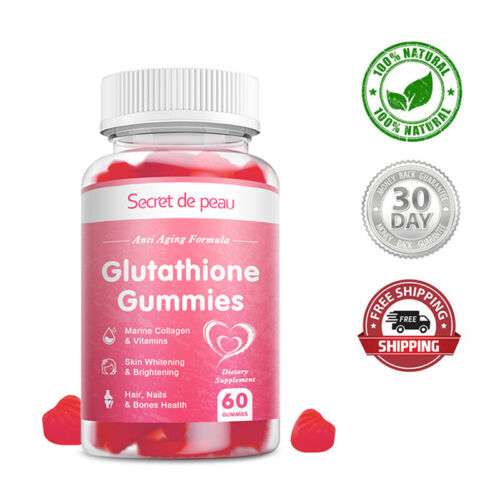 60pcs Collagen Glutathione Gummies for Skin Whitening, Brightening & Hair & Nail Health