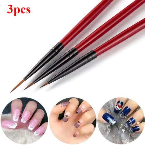3Pcs Nail Line Pen Grid Stripes Drawing UV Gel Nail Art French Stripe Brush New for Perfect French Manicures & Creative Nail Designs