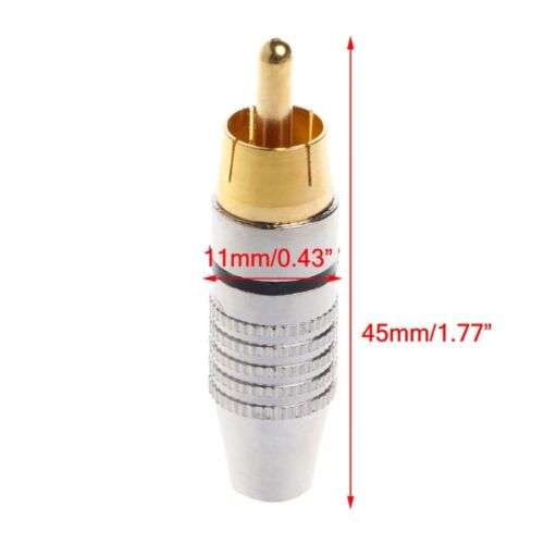 10 Pack RCA Male Video Locking Cables with Gold Plated Connectors for Secure Audio/Video Connections