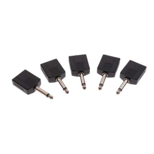 5-Pack 6.35mm & 6.5mm 2-Pin Stereo Splitter Adapters for Audio Devices