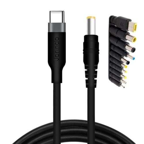 Type-C to DC Power Converter Cable for 12V Devices with Multiple Tip Sizes