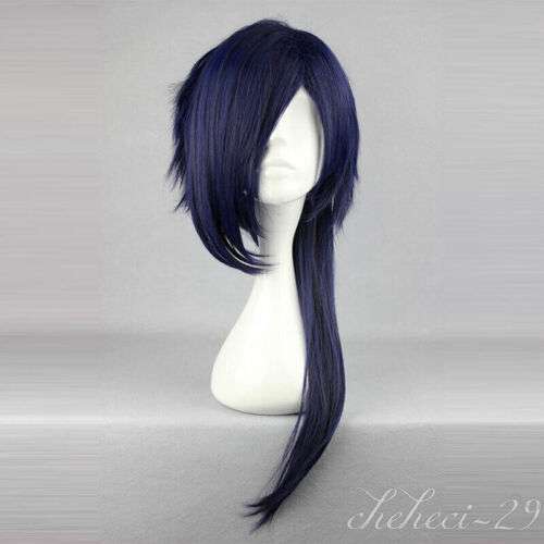 Anime Cosplay Blue Wig for Halloween Parties, 65cm/25.6" Synthetic Hair