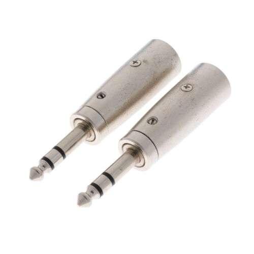 Professional 3-Pin XLR Male to 1/4" Stereo Mic Adapter (2 Pack) for Audio Equipment Connection