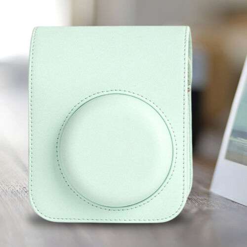 Fujifilm Mini12 Portable Camera Bag - Green PU Leather Protective Case for On-the-Go Photography