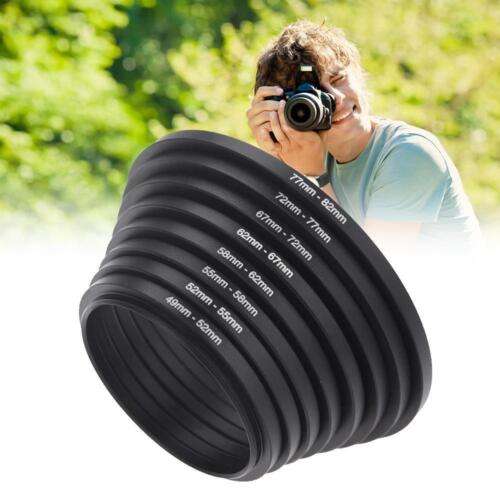 7pcs Metal Step Up Rings Lens Adapter Filter Set 49-77mm for Versatile Photography.