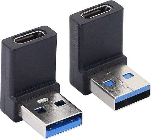 90 Degree Right Angle USB A to USB C Adapter for Charging and Data Transfer