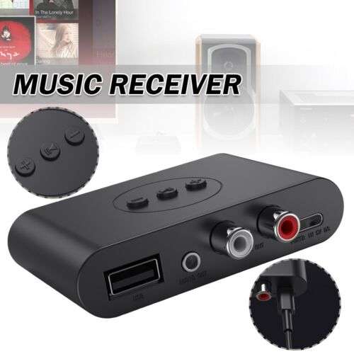 Wireless 5.2 Audio Receiver Adapter for Car, Speaker, & More with U Disk, RCA, & 3.5mm AUX Jack