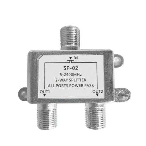 2-Way Coaxial Cable Connector Adapter for SATV/CATV Video VCR and Equipment
