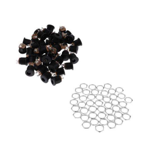 50 Pack DC-022B 5.5mmx2.1mm Panel Mount DC Socket Connectors for Power Supply Applications
