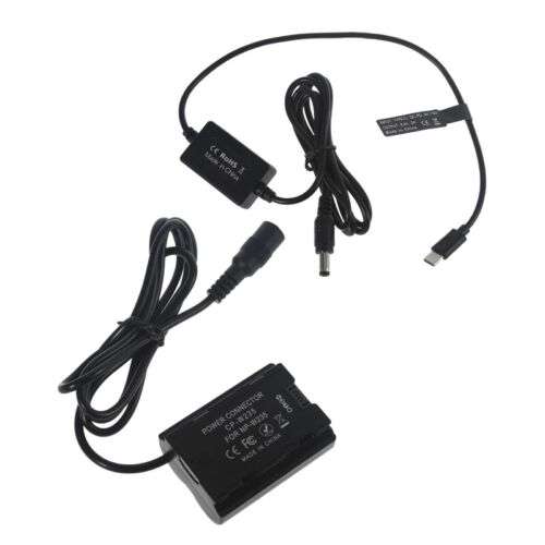 USB Type-C Power Adapter Cable with Dummy Battery for Sony NP-W235 Coupler