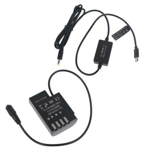 DMC Coupler Dummy Battery Adapter with Type C Cable for Charging and Powering Devices