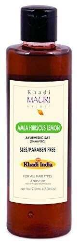 Khadi Mauri Herbal Amla Hibiscus Lemon Shampoo for Hair Growth and Shine, 210 Ml