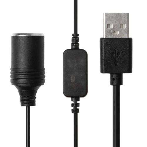 Car Lighter Female Socket Power Adapter: USB Port 5V to 12V for Vehicle Charging.