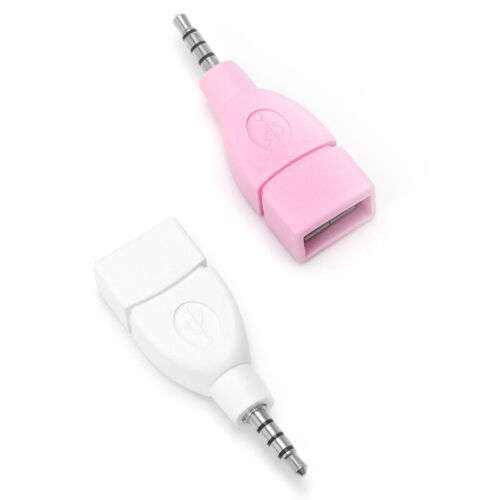 USB 2.0 Female to 3.5mm Male AUX Converter Adapter for Car Audio Streaming.