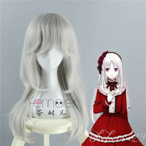 Cosplay Kushina Uzumaki Silver White 60cm Wig & Cap for Halloween