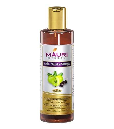 Khadi Mauri Herbal Amla Shikakai Shampoo - 210ml: Natural Hair Strengthening and Nourishing Shampoo for Healthy, Shiny Locks.