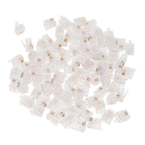 100 Pack RJ11 6P4C Modular Phone Cord Connectors for Reliable Telephone Connections