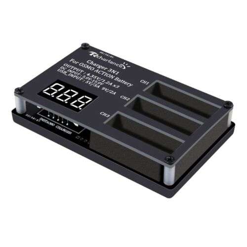 Upgraded 3-Port Charging Station with Lithium Battery for Sports Camera and Accessories
