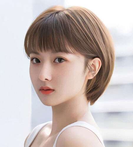 Bob Short Straight Synthetic Wig With Bangs for Women, Heat Resistant Cosplay Hair