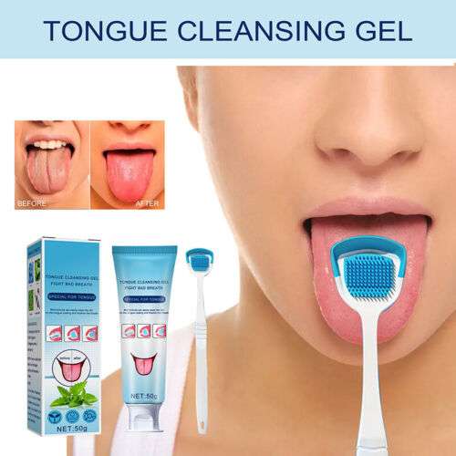 Fresh Breath & Healthy Tongue: 50g Cleansing Gel & Scraper Brush