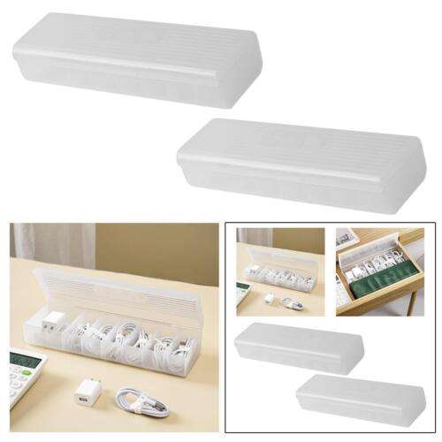2Pcs Desk Cable Organizer - Keep Your Desk Tidy with Data Cable Storage Boxes
