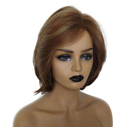 Elegant 14" Short Straight Natural Brown Side Part Wig for a Chic Look