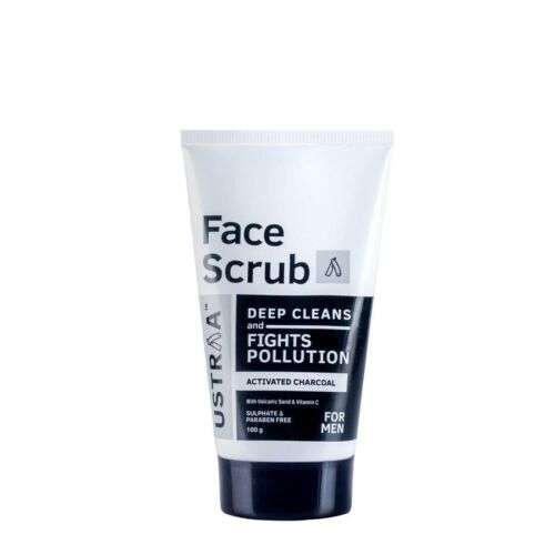 Ustraa Activated Charcoal Face Scrub: Deep Cleanse & Detoxify for Clear, Radiant Skin, 100g