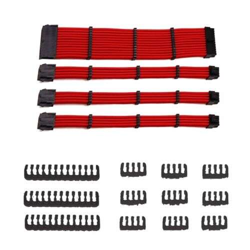 Ultimate PC Sleeved Cable Extension Kit: 24-Pin Motherboard, 8 (4+4) Pin CPU, 8P PCI for Enhanced Performance and Aesthetics