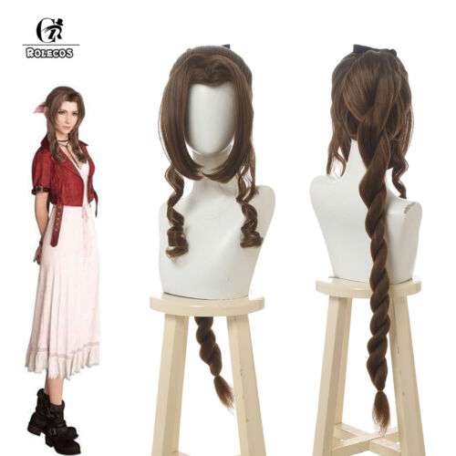 Aerith Gainsborough Cosplay Wig: Curly Twist Braid Hair for FFVII Fans