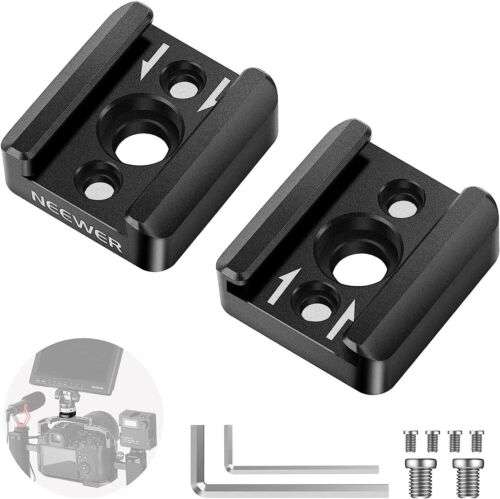 NEEWER Cold Shoe Mount Adapters (2 Pack) for DSLR Cameras & Accessories with 1/4"-20 Thread