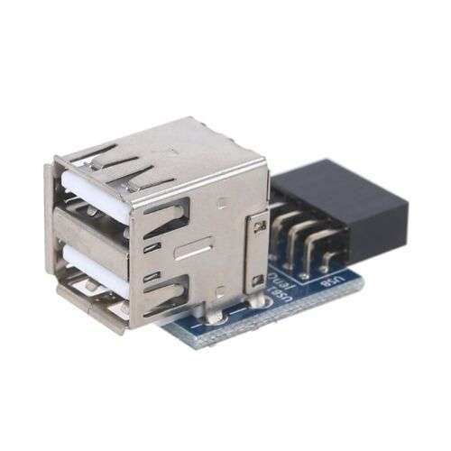 USB 2.0 9-Pin Header to Dual Port Female Adapter for Motherboard Expansion