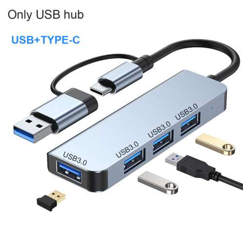 Universal High-Speed Aluminum Alloy USB Hub with 3.0 Ports for Fast Data Transfer and Charging