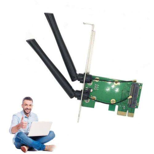 Wireless WiFi Network Card Adapter for Desktop PCs, Mini PCI-E to PCI-E 1x S7C5 with Dual USB Ports