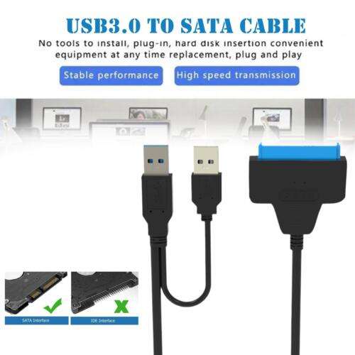 USB 3.0 to SATA Adapter Cable for 2.5"/3.5" HDD/SSD, Data Converter for Laptop and PC