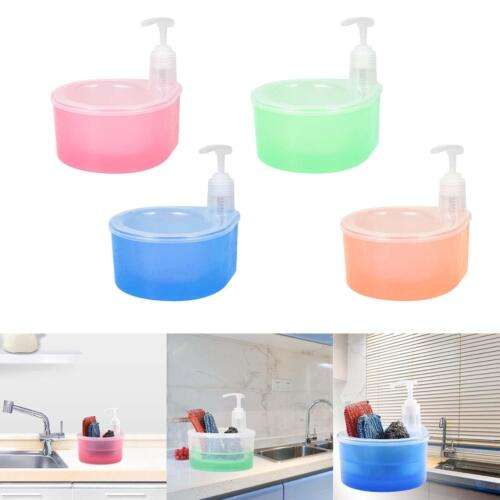 Practical 1L Dish Soap Dispenser with Scrubber Holder for Easy Kitchen Cleaning
