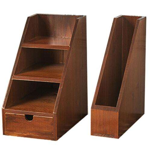 Vintage Wooden Jewelry Organizer Box for Desk & Countertop Storage