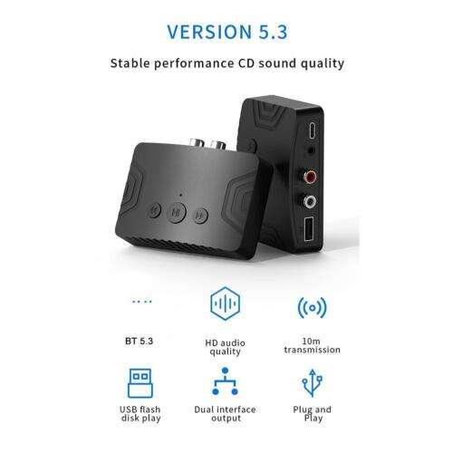 Bluetooth 5.3 Receiver: Wireless Audio Adapter for 3.5mm Jack, NFC Enabled, Stereo Sound.